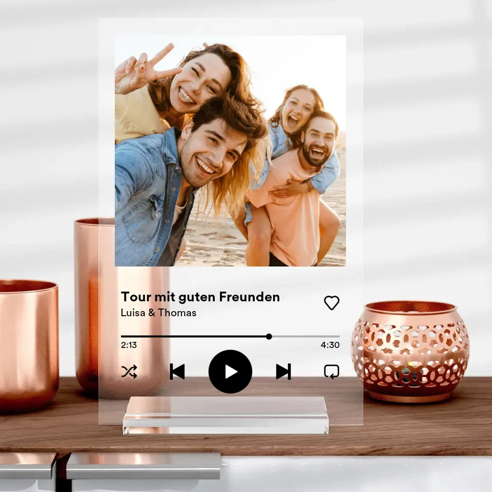 Spotify Glas mit Bild als Geschenk